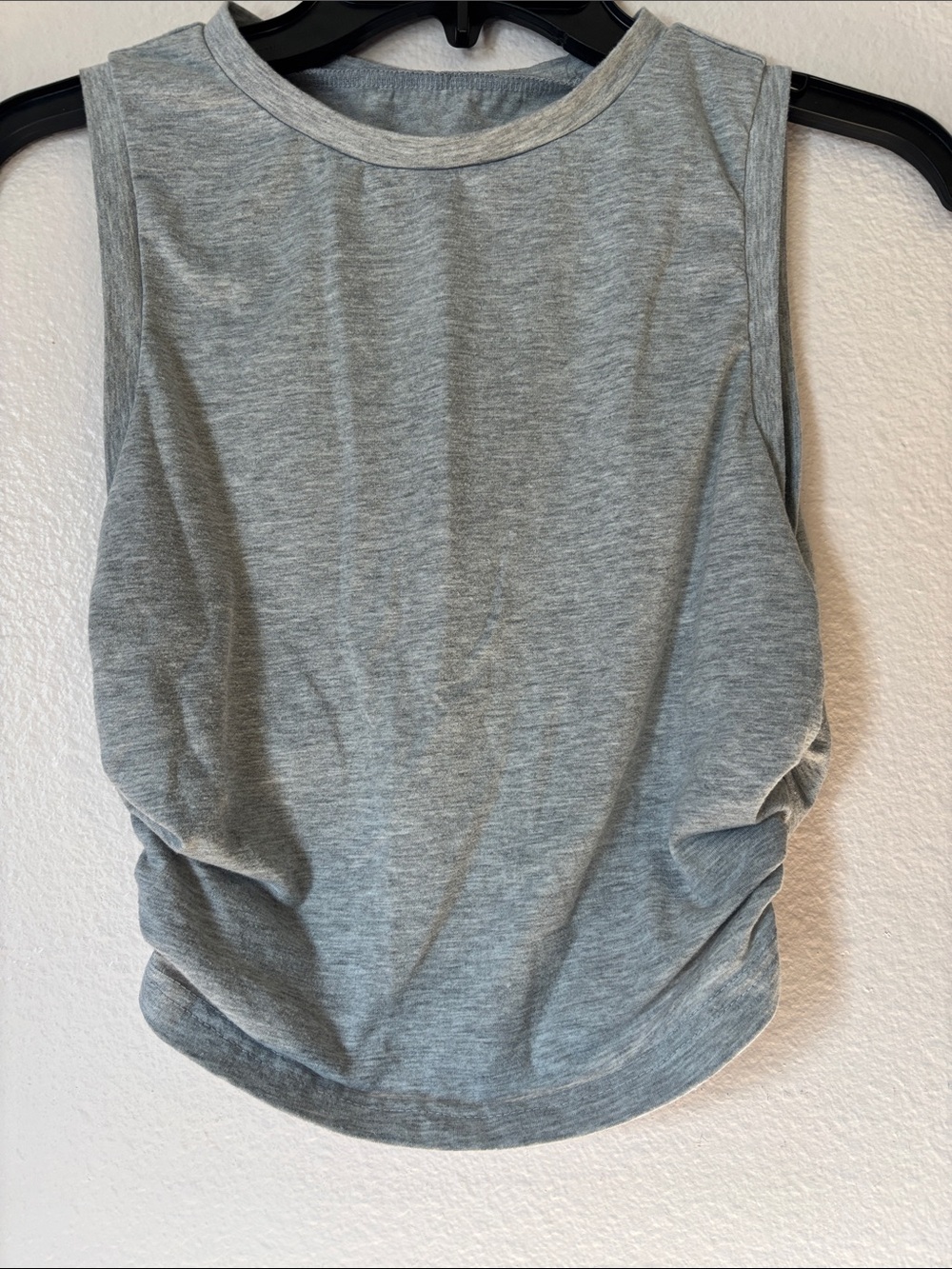 SHEIN Heather Gray High Neck Ruched Side Crop Muscle Tank Top S